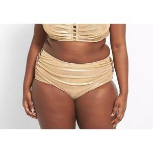 Lane Bryant Cacique Ribbed Ruched Strappy Side Swim Brief 26